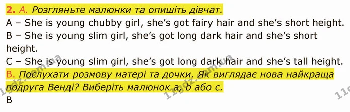 2. А. Розгляньте малюнки та опишіть дівчат. — ГДЗ Англійська мова 5 клас Мітчелл