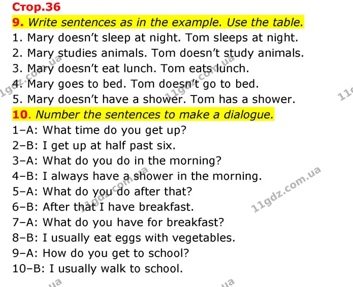 9. Write sentences as in the example. Use the table. — ГДЗ Робочий зошит Англійська мова 5 клас Косован (Дж. Коста)