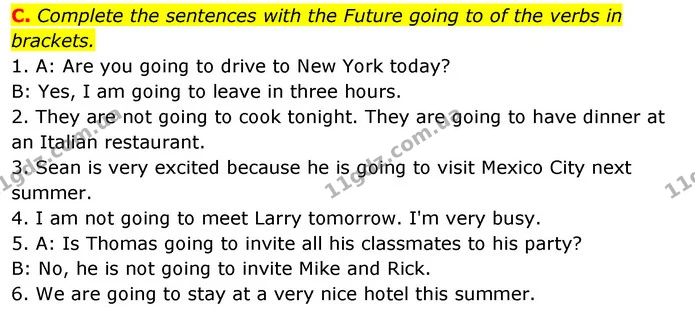 C. Complete the sentences with the Future going to of the verbs in brackets. — ГДЗ зошит Англійська мова 5 клас Мітчелл