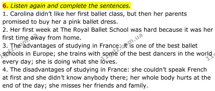 6. Listen again and complete the sentences. — ГДЗ Англійська мова 8 клас Стайрінг (Prepare)