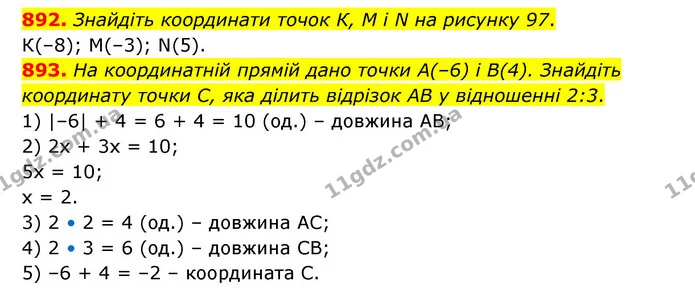 892. Знайдіть координати точок К, M і N на рисунку 97. — ГДЗ Математика 6 клас Кравчук 2023
