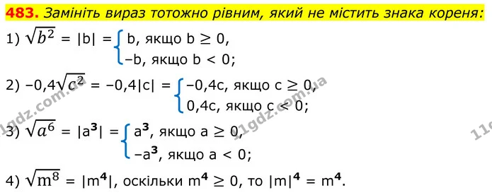 483. Замініть вираз тотожно рівним, який не містить знака кореня: — ГДЗ Алгебра 8 клас Мерзляк