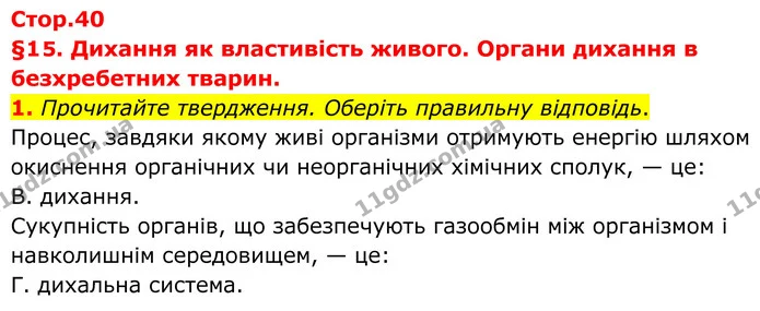 1. Прочитайте твердження. Оберіть правильну відповідь. — ГДЗ Робочий зошит Біологія 8 клас Тагліна (2025)