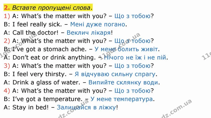 2. Вставте пропущені слова. — ГДЗ Робочий зошит Англійська мова 4 клас Карпюк