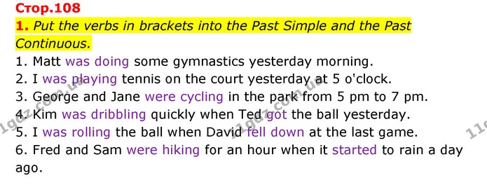1. Put the verbs in brackets into the Past Simple and the Past Continuous. — ГДЗ Англійська мова 6 клас Карпюк 2023