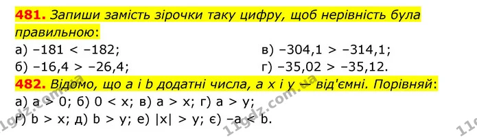 481. Запиши замість зірочки таку цифру, щоб нерівність була правильною: — ГДЗ Математика 6 клас Бевз 1-2 ч.