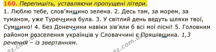 160. Перепишіть, уставляючи пропущені літери. — ГДЗ Українська мова 6 клас Глазова