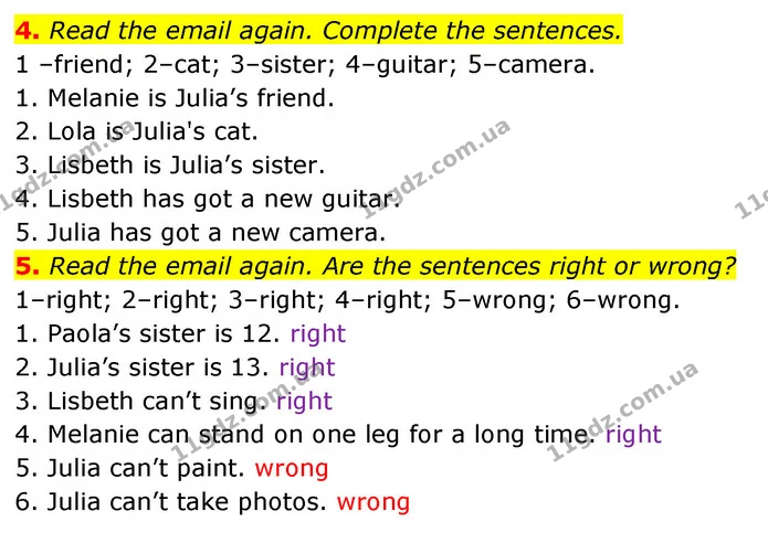 3. Read the email and look at the pictures. Write the names under the right picture. — ГДЗ Робочий зошит Англійська мова 5 клас Коста (prepare 5)