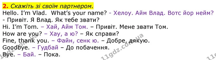 2. Скажіть зі своїм партнером. — ГДЗ Англійська мова 3 клас Мітчелл