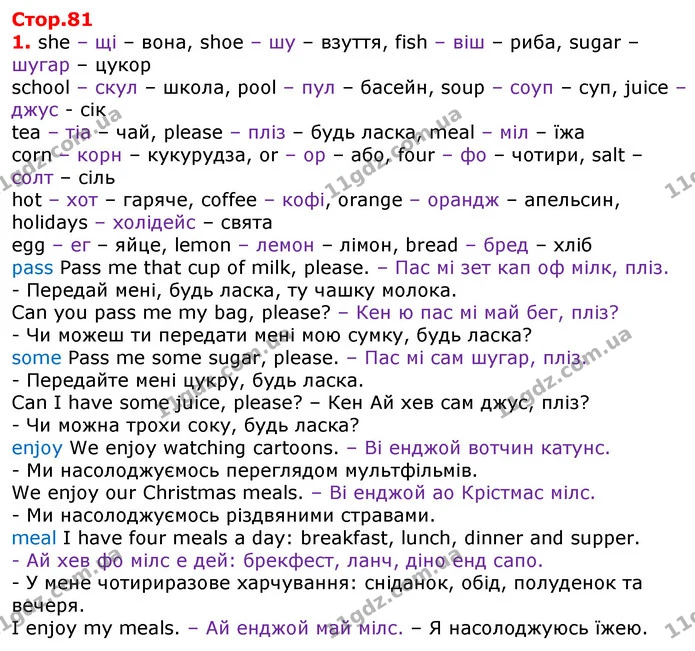 Стор. 81 — 1 — ГДЗ Англійська мова 3 клас Карпюк — ГДЗ Англійська мова 3 клас Карпюк