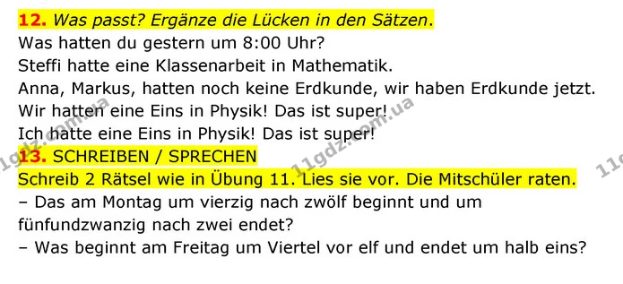 12. Was passt? Ergänze die Lücken in den Sätzen. — ГДЗ Німецька мова 6 клас Басай (2023)