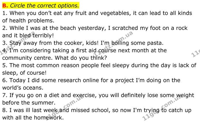 B. Circle the correct options. — ГДЗ робочий зошит Англійська мова 7 клас Мітчелл
