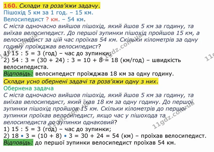 160. Склади та розв’яжи задачу. — ГДЗ Математика 4 клас Лишенко 1-2 ч.