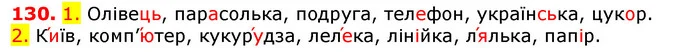 130. 1. Олівець, парасолька, подруга, телефон, українська, цукор. — ГДЗ Українська мова 5 клас Єрмоленко 2018