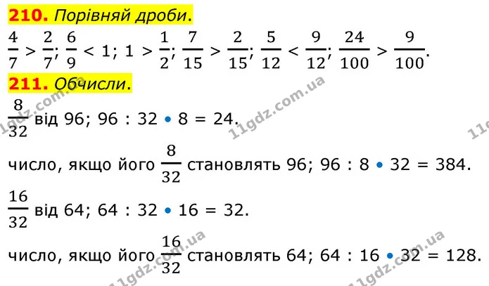 210. Порівняй дроби. — ГДЗ Математика 5 клас Скворцова 2022