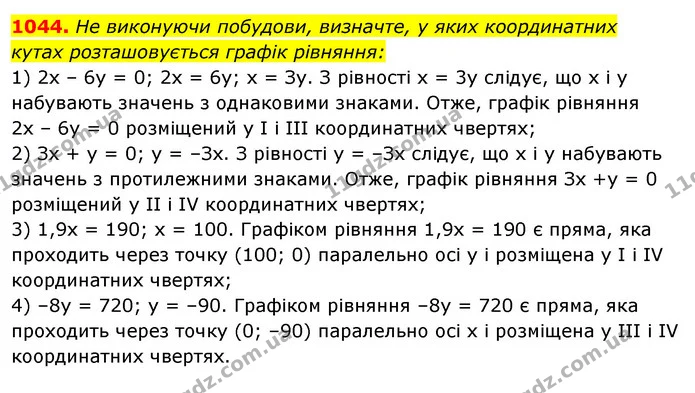 1044. He виконуючи побудови, визначте, у яких координатних — ГДЗ Алгебра 7 клас Істер 2020