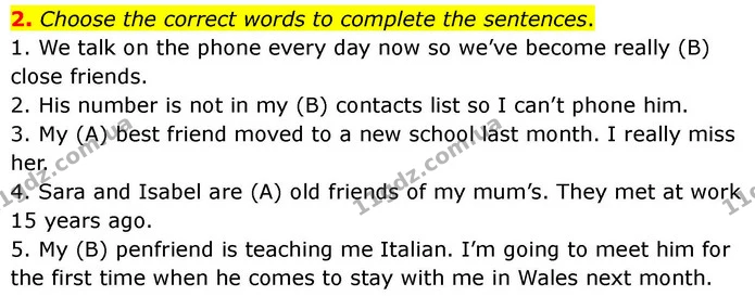 2. Choose the correct words to complete the sentences. — ГДЗ робочий зошит Англійська мова 7 клас Prepare