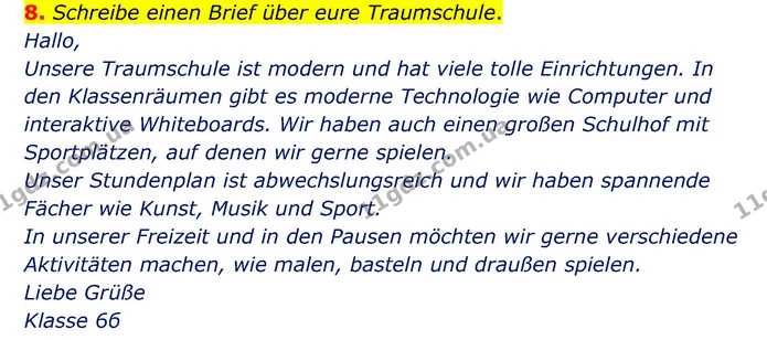 8. Schreibe einen Brief über eure Traumschule. — ГДЗ Німецька мова 6 клас Сотникова 2 рік (2023)