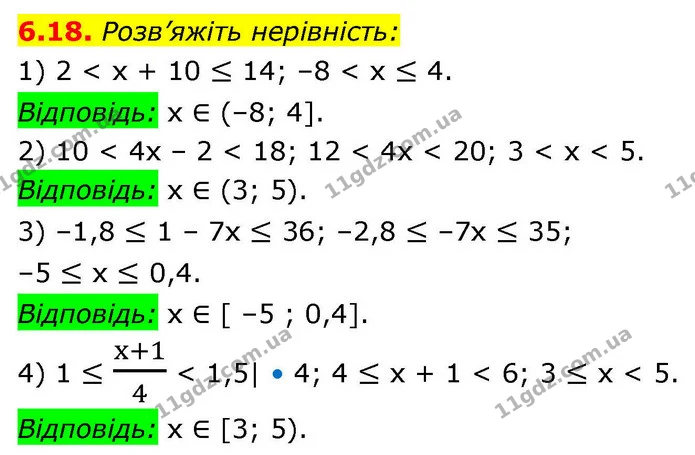 6.18. Розв’яжіть нерівність: — ГДЗ Алгебра 9 клас Мерзляк 2026