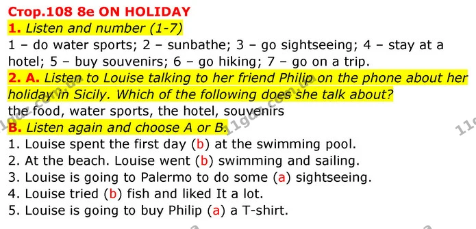 1. Listen and number (1-7) — ГДЗ Англійська мова 5 клас Мітчелл