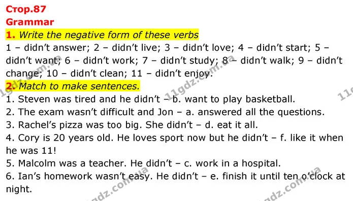 1. Write the negative form of these verbs — ГДЗ Робочий зошит Англійська мова 5 клас Коста (prepare 5)