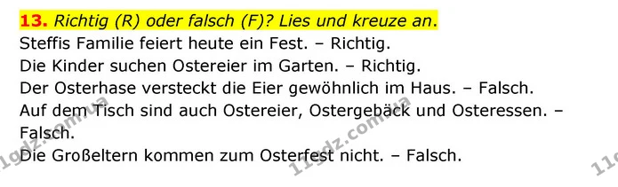 13. Richtig (R) oder falsch (F)? Lies und kreuze an. — ГДЗ Німецька мова 6 клас Басай (2023)