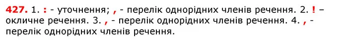 427. Прочитайте речення вголос, дотримуючись правильної інтонації. Поясніть розділові знаки. — ГДЗ Українська мова 5 клас Єрмоленко 2018