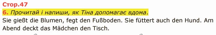 6. Прочитай і напиши, як Тіна допомагає вдома. — ГДЗ Німецька мова 3 клас Сотникова