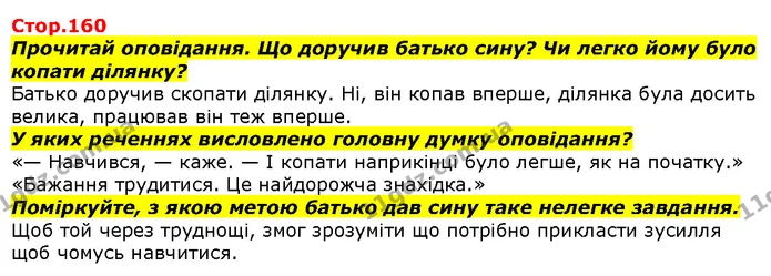 Прочитай оповідання. Що доручив батько сину? Чи легко йому було копати ділянку? — ГДЗ Літературне читання 4 клас Савченко
