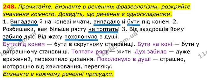 248. Прочитайте. Визначте в реченнях фразеологізми, розкрийте — ГДЗ Українська мова 8 клас Глазова О.П. 2021