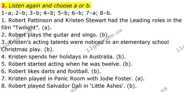 2. Listen again and choose a or b. — ГДЗ Англійська мова 7 клас Карпюк