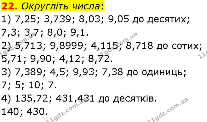 22. Округліть числа: — ГДЗ Алгебра 7 клас Істер 2024