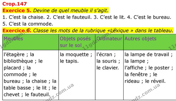 Exercice 5. Devine de quel meuble il s’agit. — ГДЗ Французька мова 7 клас Чумак