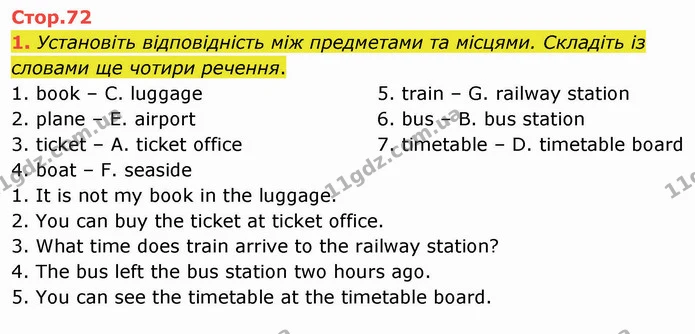 1. Установіть відповідність між предметами та місцями. Складіть із словами ще чотири речення. — ГДЗ Зошит Англійська мова 4 клас Косован (Карпюк)