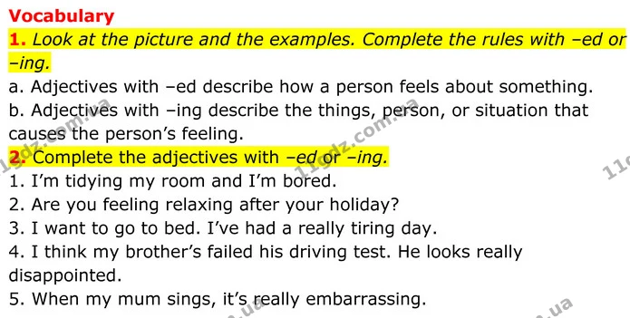 1. Look at the picture and the examples. Complete the rules with –ed or –ing. — ГДЗ Англійська мова 8 клас Стайрінг (Prepare)