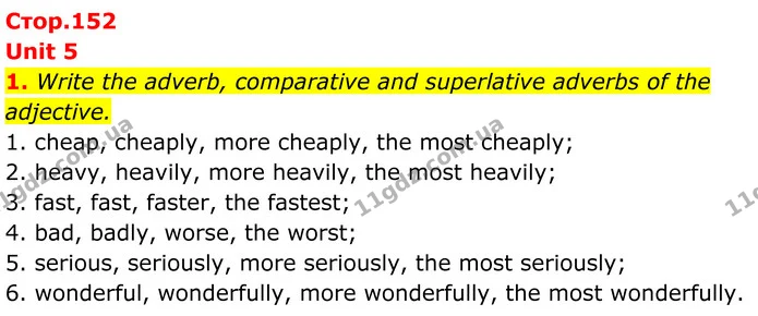 1. Write the adverb, comparative and superlative adverbs of the adjective. — ГДЗ Англійська мова 7 клас Коста