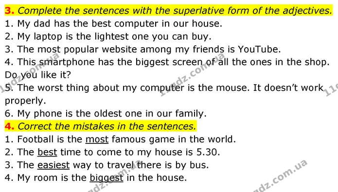 3. Complete the sentences with the superlative form of the adjectives. — ГДЗ Англійська мова 6 клас Коста (Prepare 6)