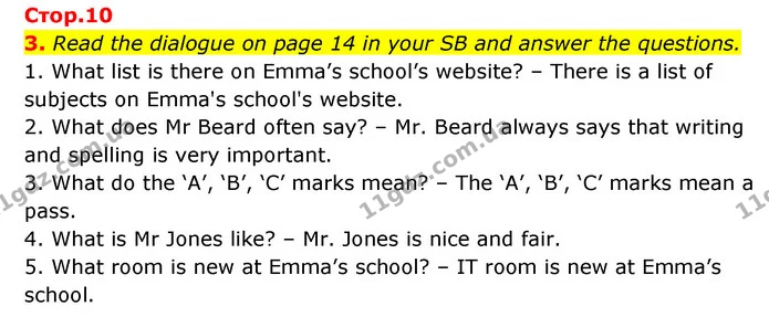 3. Read the dialogue on page 14 in your SB and answer the questions. — ГДЗ Робочий зошит Англійська мова 6 клас Карпюк