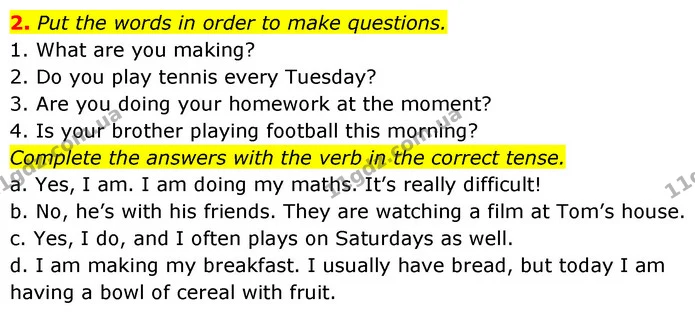 2. Put the words in order to make questions. — ГДЗ Англійська мова 6 клас Коста (Prepare 6)