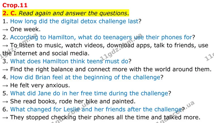 2. C. Read again and answer the questions. — ГДЗ Англійська мова 8 клас Мітчелл