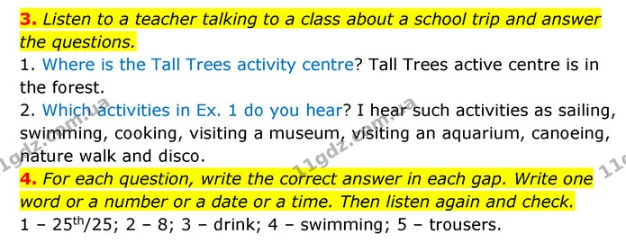 3. Listen to a teacher talking to a class about a school trip and answer the questions. — ГДЗ Англійська мова 6 клас Коста (Prepare 6)