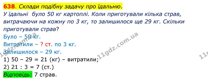 638. Склади подібну задачу про їдальню. — ГДЗ Математика 3 клас Бевз 1 частина