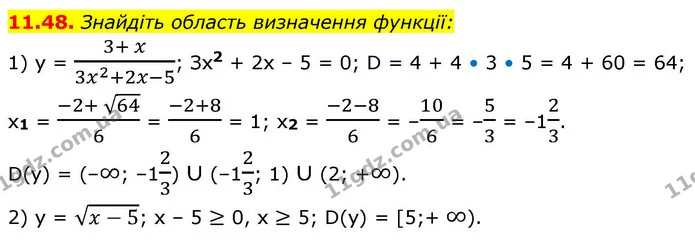 11.48. Знайдіть область визначення функції: — ГДЗ Алгебра 9 клас Істер