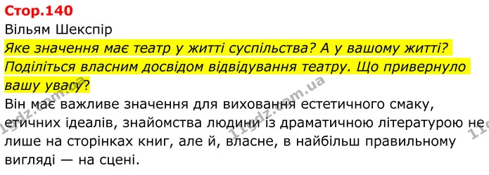 Яке значення має театр у житті суспільства? А у вашому житті? Поділіться власним досвідом відвідування театру. Що привернуло вашу — ГДЗ Зарубіжна література 8 клас Ніколенко