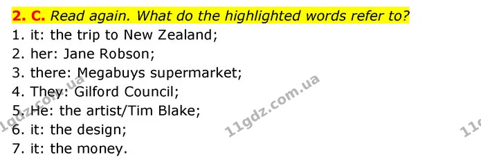 2. C. Read again. What do the highlighted words refer to? — ГДЗ Англійська мова 6 клас Мітчелл