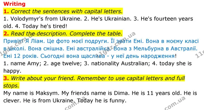 2. Answer the questions in Exercise 1 so they are true for you. — ГДЗ Робочий зошит Англійська мова 5 клас Коста (prepare 5)