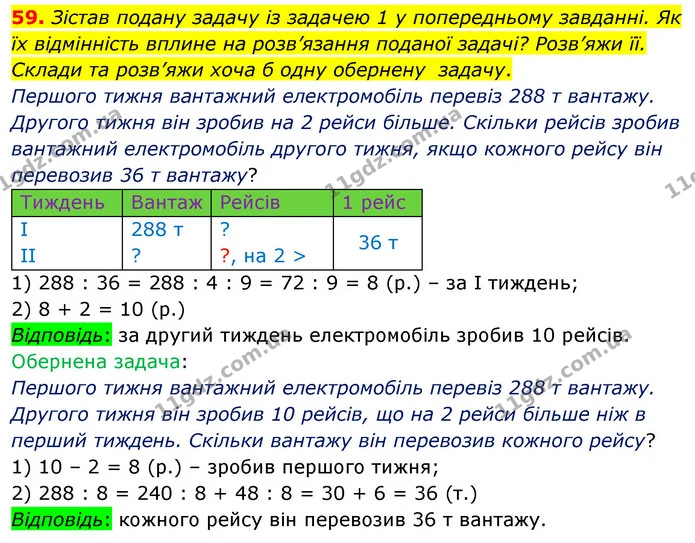59. Зістав подану задачу із задачею 1 у попередньому завданні. Як їх відмінність вплине на розв’язання поданої задачі? Розв’яжи її — ГДЗ Математика 5 клас Скворцова 2022