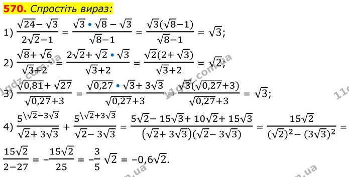 570. Спростіть вираз: — ГДЗ Алгебра 8 клас Тарасенкова