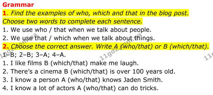 1. Find the examples of who, which and that in the blog post. — ГДЗ Англійська мова 7 клас Коста