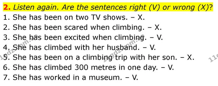 2. Listen again. Are the sentences right (V) or wrong (X)? — ГДЗ робочий зошит Англійська мова 7 клас Prepare